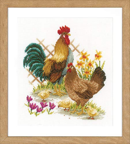 Vervaco Counted Cross Stitch Kit: Chicken Family, Cotton, Multicoloured, 24 x 26 x 0,3 cm