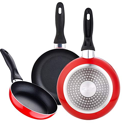 Juego de 3 sartenes de Ø16Ø20Ø24 aluminio prensado colección Navy Red