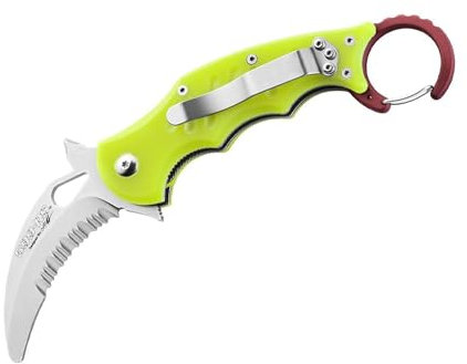 Fox Knives Unisex – Erwachsene Rescue Kerambit Yellow Messer, Gelb, 17,5 cm