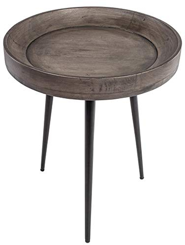 invicta INTERIOR riess-Ambiente.de Eleganter Beistelltisch Pure Nature 45cm Akazie grau mit schwarzen Beinen Wohnzimmertisch Tisch