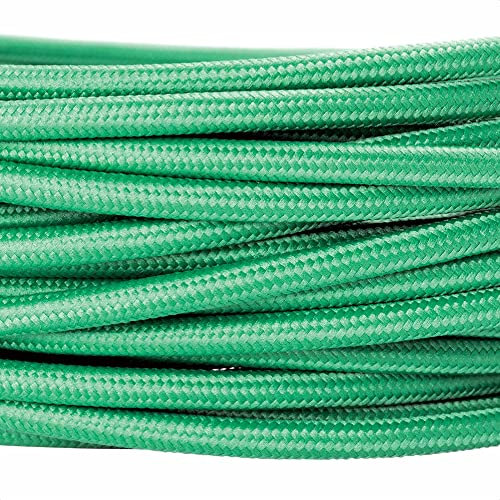 Cavo tessile per lampade, 3 fili, 3x 0,75 mm², cavo elettrico con conduttore di terra, accessori per lampada (5m, Verde)