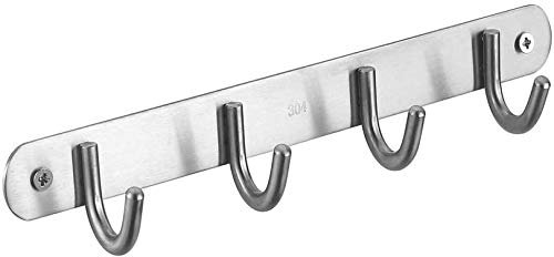 Marie Wall Mounted Pan Pot Rack with 4 Hooks, 36Cm Kitchen Utensils Hanging Rail Organizer Racks for Bedroom Bathroom Living Room