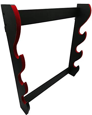 Glac Store® Support mural pour Katana Samurai, en bois, 3 places, en velours, rouge, suédine, crochets et vis inclus.