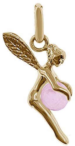 Big Bang Bijoux Pendentif petite Fée Plaqué Or 18 carats et Boule Quartz rose - Femme