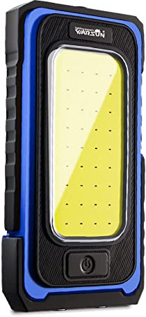 WARSUN Linterna Taller LED Recargable Linterna de Trabajo COB Lámpara de Inspección Linterna Magnética Portátil 1500LM para Camping Senderismo Emermengia (azul)
