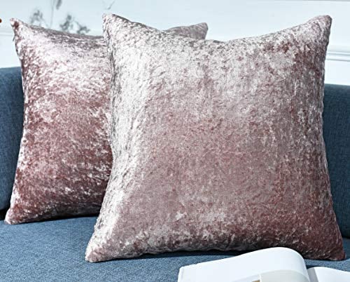 ZIMEL HOMES Pack of 2 Crushed Velvet Cushion Covers 43 cm, 50 cm, 55 cm, 60 cm Soft Square Cushion Covers for Sofa Bed Couch Pillow Case