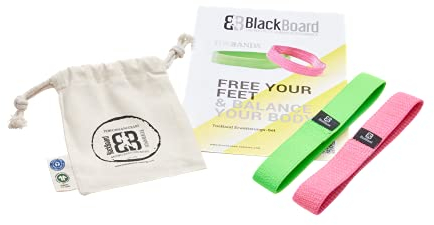 BlackBoard® ToeBands in 2 Stärken (2er Set) I Widerstandsbänder für Füße I Hallux Valgus Band Zehenspreizer I Physiotherapie & Fußkräftigung I Sport Gummiband Fitness für Neuraltraining