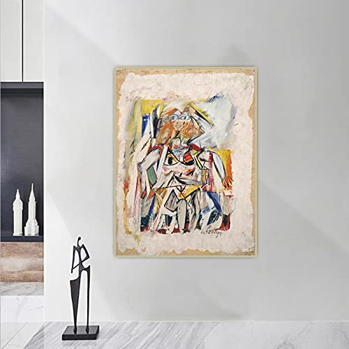 Willem De Kooning《Frau I, 1950–52》Leinwandkunst Ölgemälde Kunstwerk Poster Bild Wand Dekoration Leinwanddruck 80x100cm Rahmenlos