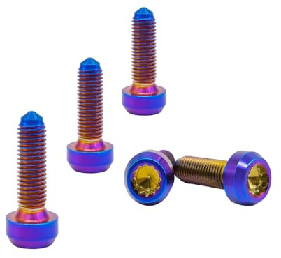 RISON-Titanium 5pcs Juego de Pernos de Rueda de Titanio M7, Pernos de Rueda de Neumático, Tornillos de Seguridad Bloqueo para BBS | RSII | RXII | Llantas Divididas de 3 Piezas