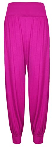 Crazy Girls Womens Hareem Trouser Ladies Plain Baggy Harem Ali Baba Casual Pants, Cerise - Plain, SM (UK 8-10)