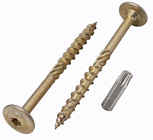Lot de 20 vis à bois en acier galvanisé avec tête Torx, tête gaufrette, vis à bois, partiellement filetées (20, 8,0 x 120 mm)