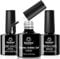 Beetles 3 Pcs 7.5ml Builder Nail Gel No Wipe Base Top Coat Set, Shine Finish and Long Lasting, Soak Off LED Transparent Builder Strengthener Hard Gel, Glossy