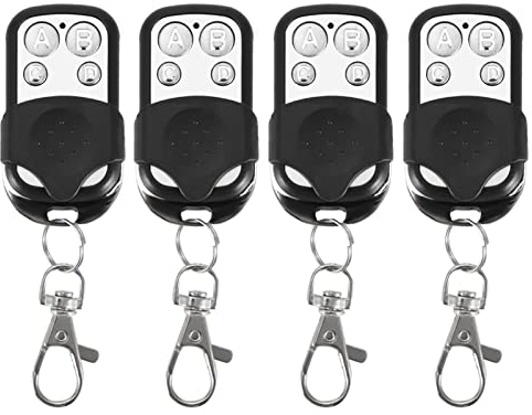 Wakects Portachiavi con telecomando, 4 pezzi, 433,92 MHz, universale, in plastica, per clonazione auto, telecomando senza fili, per cancelli automatici, garage, porte, lucernari, nero e argento