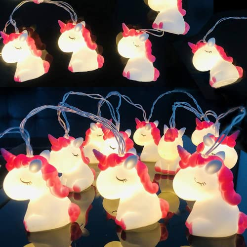 Einhorn Lichterkette,Lichterkette Kinderzimmer,Led Lichterkette Batteriebetrieben,LED Lichterkette Einhorn Design,Lichterkette Innen Außen für Garten Hochzeits Zimmer Deko
