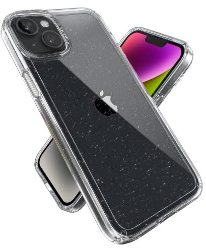 Speck Products Gemshell Glitter Case fits iPhone 14 Plus 6.7 Model, Clear/Clear W/Platinum Glitter Case