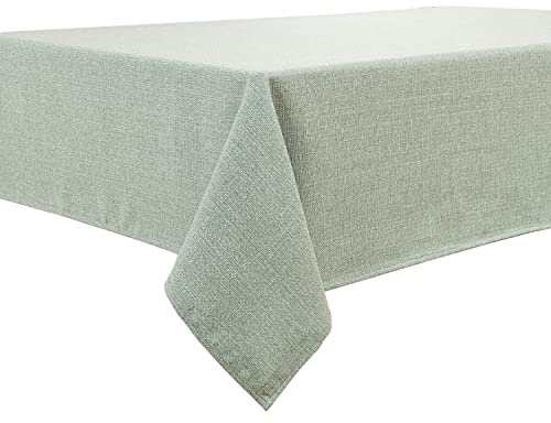 BALCONY & FALCON Tischdecke Leinenoptik Rechteckige Leinen Fleckschutz Pflegeleicht Tischtuch Tischwäsche Eckig für Drinnen, Draußen, Garten, Restaurant und Dekoration Zeladon-Dick 140 × 240 cm
