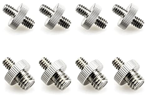 JZK 4PCS 1/4 Inch Male to 1/4 inch Male Screw and 4PCS 1/4 Inch Male to 3/8 Inch Male Threaded Screw Adapter, 1/4-20 to 1/4 -20 Male Screws, Camera/Light Tripod Screw Converter
