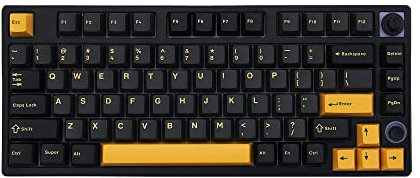 KEYMECHER Teclado mecánico 75% para juegos, teclado inalámbrico de intercambio en caliente retroiluminado RGB con Bluetooth, 2.4G y conexión de cable, interruptores Ganss Silver, teclas PBT y perilla