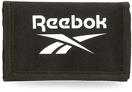 Reebok Boston Portefeuille avec Porte-Monnaie Noir 13x8x2,5 cms Polyester