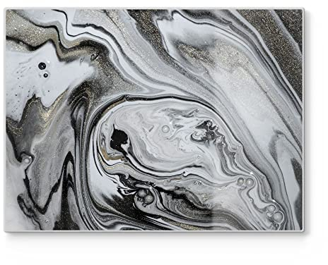 DEQORI Schneidebrett aus Glas | groß 40x30 cm | Motiv Aufwendiger Marmordekor | Design Schneideplatte für Küche | Frühstücksbrett antibakteriell & rutschfest | Glasplatte & Servierplatte