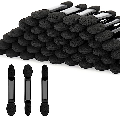 50PCS Sponge Eyeshadow Applicators - Disposable Sponge Brushes - Black - For Eyes & Nails