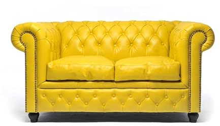Chesterfield Sofa Brighton - The Brand | 2 Sitzer | 100% Leder, handgefertigt, Original Breite 150 cm (Gelb)