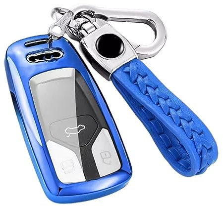 Z.MYUKI 【5 Farben】 Q5 Sportback Schlüsselhülle mit Schlüsselanhänger für Audi Q5 FY 2018-2025 2026 Zubehör Original (Blau)