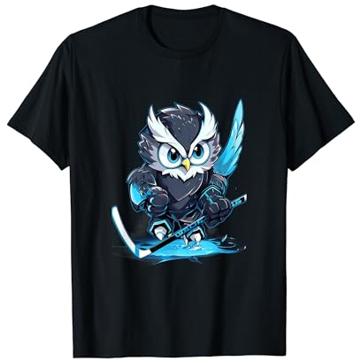 Eule Eishockeyspieler Hockeyschläger Torwart T-Shirt