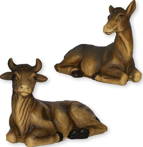 FADEDA 2X JOK: Ochs & Esel/Höhe:7 cm/handbemalt/detailgetreue Krippen Figuren - Weihnachten Tisch Dekoration Krippe Zubehör