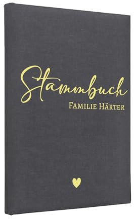Hochzeitideal Stammbuch zur Hochzeit – A4 in Dunkelgrau – 'Claudi' Nr. 303 – personalisierbares Familienstammbuch & Erinnerungsbuch, handgefertigt in Deutschland