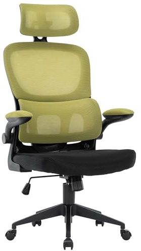 TRISENS Flexibler Bürostuhl in moderner Mesh-Optik ergonomischer Schreibtischstuhl mit Nacken- und Lordosenstütze Gamingstuhl mit atmungsaktiver Netzrückenlehne und Wippfunktion, Farbe:Schwarz/Grün