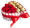 Tartas Kinder: Cesta de chocolate perfecta para regalar en Navidad, San Valentín y cumpleaños con Kinder Bueno, Schoko Bons, Ferrero y flores preservadas (Corazón medium con rosas preservadas)