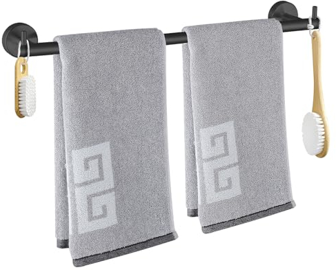 Handtuchstange, 40 cm mit Zwei Haken für platzsparende Aufbewahrung im Badezimmer, Edelstahl, rostbeständig und wasserdicht, Wandmontage, Schraube, für kleine Badezimmer, Küche und Waschtische