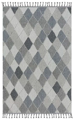 Hochwertiger Outdoor Teppich wetterfest - Teppich Wohnzimmer - Außen Teppich strapazierfähig Balkon, Terasse, Garten - Rauten Mehrfarbig 200 x 290 cm
