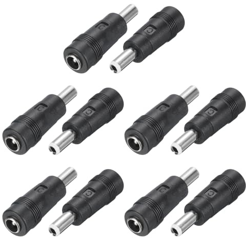 QUARKZMAN 10 Stück DC Netzstecker Adapter 5,5x2,1mm DC Adapter Stecker | Buchse auf 5, 5x2, 5mm Stecker, Universal Netzteil Hohlstecker Adapter Konverter, Für Computer Router Lampe LED Streifen