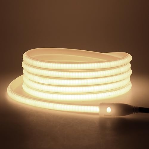 KISUFU 230V COB LED Streifen, 288leds/m Wasserdicht IP65 AC 220V Flexible 50cm Schneidbar LED Band Neon Strip Light für DIY Innenbeleuchtung, Zimmer und Außen Dekoration.