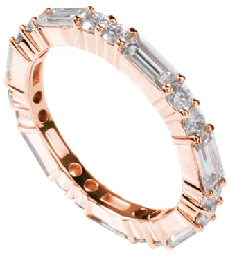 Skcess 14 Karat Roségold Verlobungsringe Weiß Moissanit Stangenbrot, Verlobungsring Damen Ewigkeit Ring Damen Größe 53 (16.9)