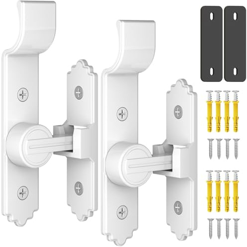 YogePote Cerradura y pestillo de puerta de granero, cerradura de puerta deslizante de 90 grados, pestillo de puerta abatible con asa para granero, jardín, baño, puerta de cobertizo, puerta de