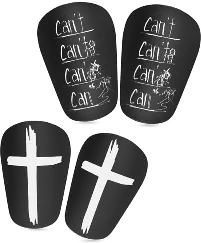 2 Paar Mini Schienbeinschoner, 8x5cm Kreuz und Buchstaben Stil Extra Kleine Miniatur Schutzausrüstung für Fußball - Teenager, Erwachsene, Jungen, Mädchen