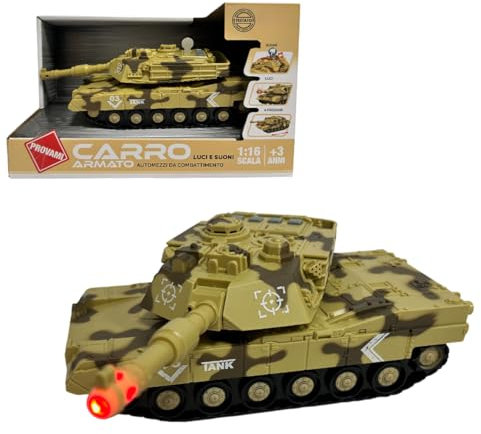 Carro Armato Giocattolo con Luci Suoni Movimento a Frizione Effetti Sonori Carro Armato Grande cm 26 Scala 1:16 Torretta Girevole 360° Battle Tank Carro Armato Camouflage Giocattolo Carrarmato