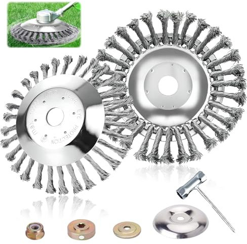 HYran 2 Cabezal Desbrozadora, Disco Desbrozadora, Cabezal Desbrozadora Universal, Cepillo para Desbrozadora, Recambios Desbrozadora, para Limpieza de Malezas, Musgo
