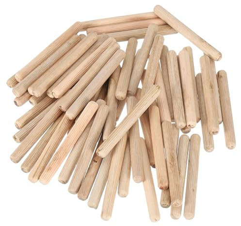 QUARKZMAN 50 tasselli in legno da 3/8 x 3-9/16, bastoncini di legno, perni di collegamento per mobili, tasselli in legno con scanalatura per artigianato, progetti fai da te