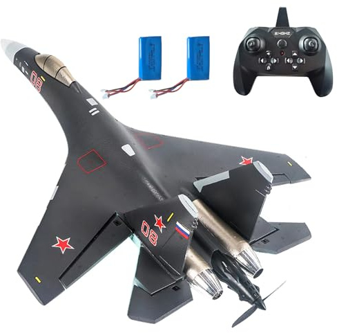 OTXKOO RC Plane Remote Control Airplane RTF 4CH Tail Motor 3D / 6D Stunt Function SU35 Jet Aircraft with Hobby Model 2 Left Hand Throttle