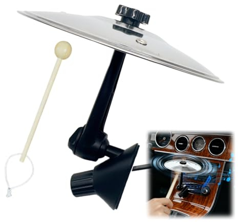 Auto Becken Air Vent mit Schlägel Stick - Mini Crash Becken für Auto Armaturenbrett, Universal Fit Lustiges Musikinstrument Zubehör, Metall Auto Drum Becken für Musikliebhaber Geschenk (Silber)