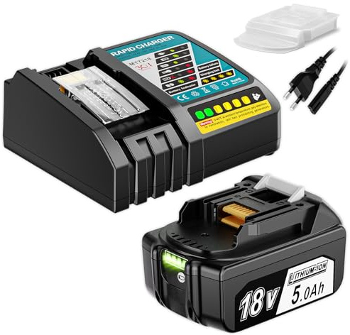 Quantrex Ersatzakku für Makita Akku 18V 5.0Ah Ersatzakku Kompatibel mit 18V Akku mit DC18RC Ladegerät Kompatibel mit BL1860 BL1860B BL1850 BL1850B BL1840 BL1830 BL1820 LXT400