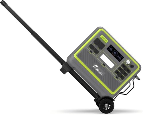 FOSSiBOT Générateur Electrique F2400 avec Chariot à Main Pliable, Station électrique portable 2048Wh Batterie LiFePO4, 3 sorties CA 230V 2400W (4800W pic) et Recharge Rapide, pour le camping voyage