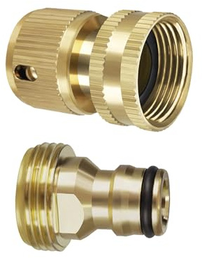 KETTOYA 1 Pair Garden Hose Accessories, 3/4 inch Female Thread Quick Connector & 3/4 Male Thread Connector, Pressure Washer Fitting, Solid Brass