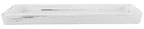 Zerodeko Rustic Wood Rectangular Tray Long Narrow Decorative Candle Holder Serving Tray for Coffee Table Dining Room Farmhouse Style Whitewashed Finish