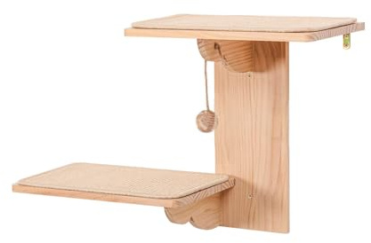 Simple Setup Wall Mounted Cat Tree Double Tier Wood Bed for Compact and Resting Living Area Climbing Wall