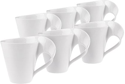 Villeroy & Boch NewWave 10-2484-9651 Modern Coffee Mug with Handle, 0.35 L, Porcelain, White, 36.73 x 21.8 x 14.20 cm, 6 Units
